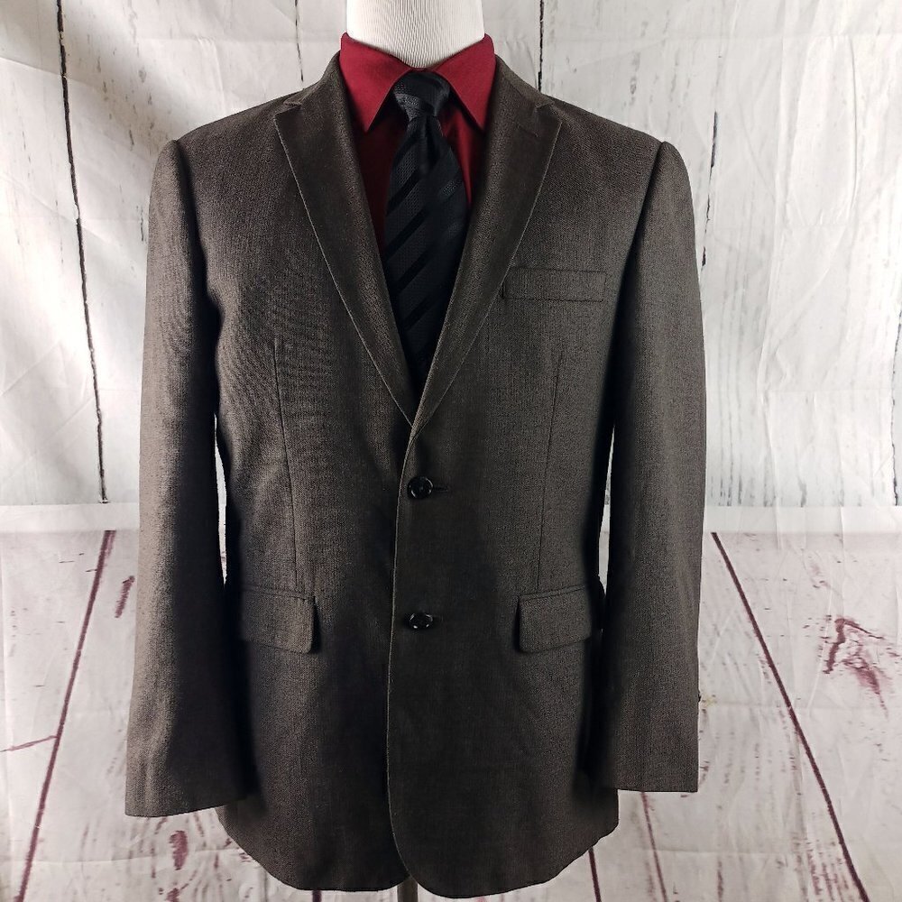 Jos A Bank 1905 Slim Fit 41R 2 Button Brown Mini Herringbone Blazer Jacket
